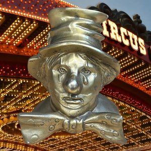 Vintage Brass Crying Clown Bookend Paper Weight Holder By PM Craftsman USA